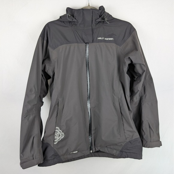 Helly Hansen Mountain Professional Series Black Rain Coat Hooded Jacket Womens M - Picture 1 of 8